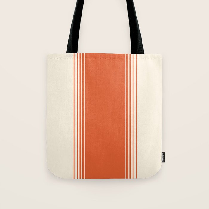 Marmalade Orange and Creme Lines Tote Bag Gallery Image 1