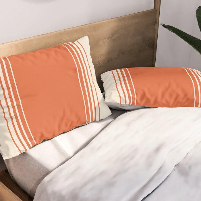 Marmalade Orange and Creme Lines Pillow Sham Gallery Image 2