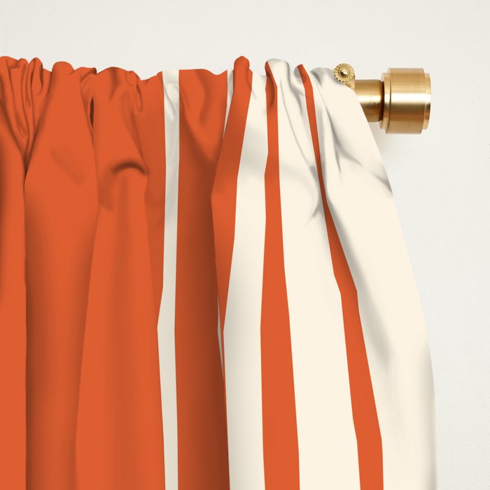 Marmalade Orange and Creme Lines Window Curtain Gallery Image 2