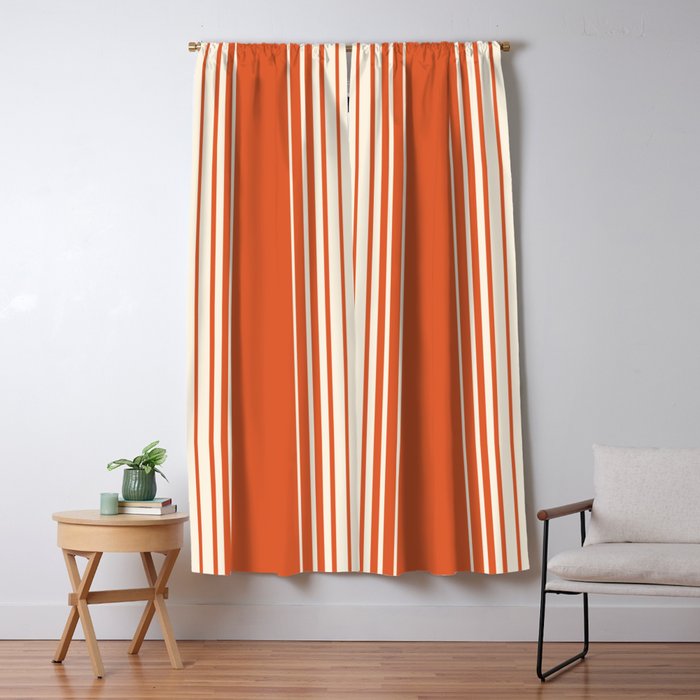 Marmalade Orange and Creme Lines Window Curtain Gallery Image 1