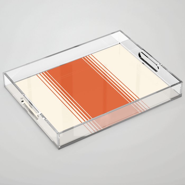 Marmalade Orange and Creme Lines Acrylic Tray Gallery Image 1