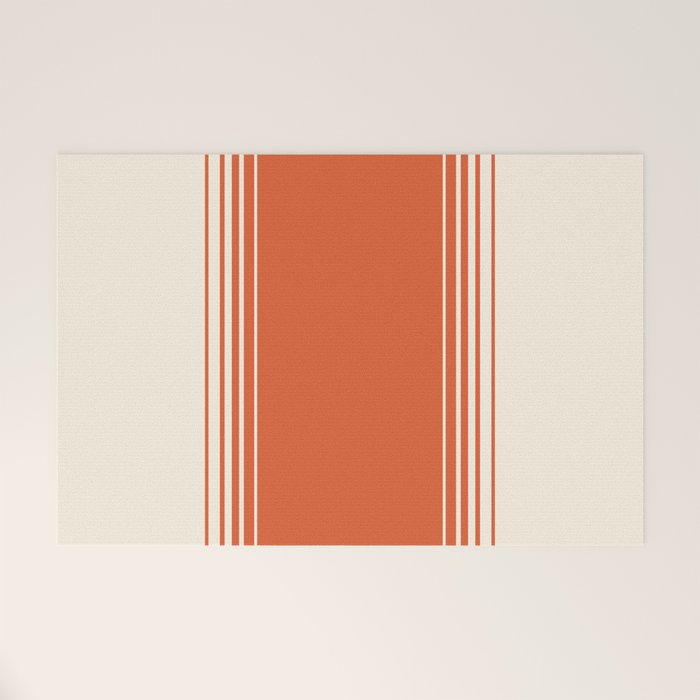 Marmalade Orange and Creme Lines Welcome Mat Gallery Image 1