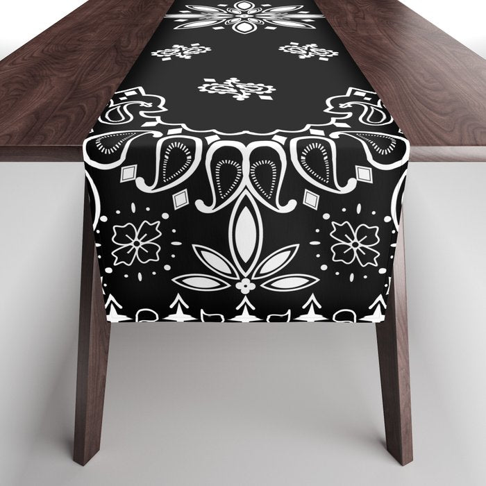 black and white bandana pattern Table Runner Gallery Image 1