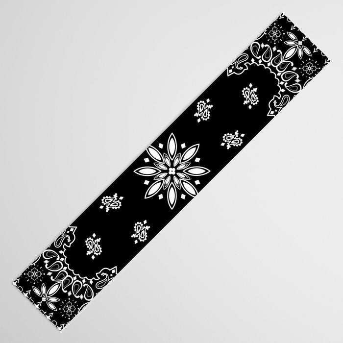 black and white bandana pattern Table Runner Gallery Image 3