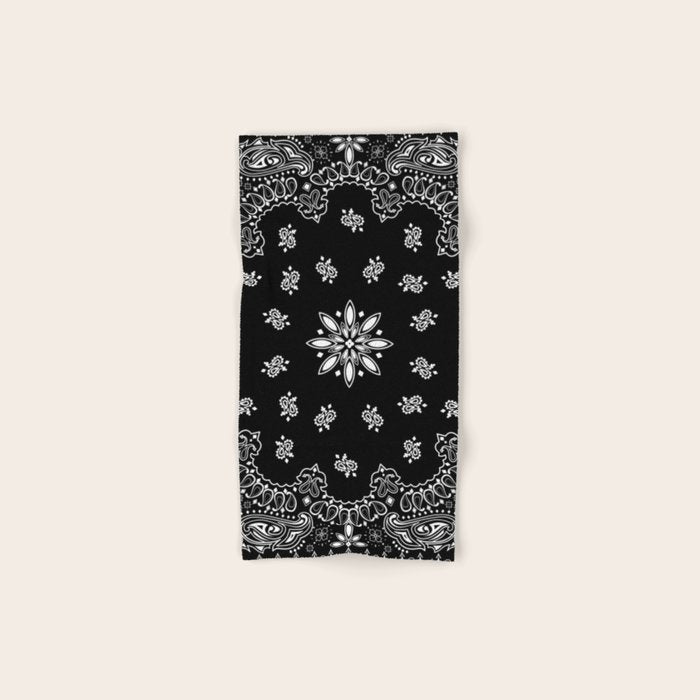 black and white bandana pattern Bath Towel Gallery Image 1