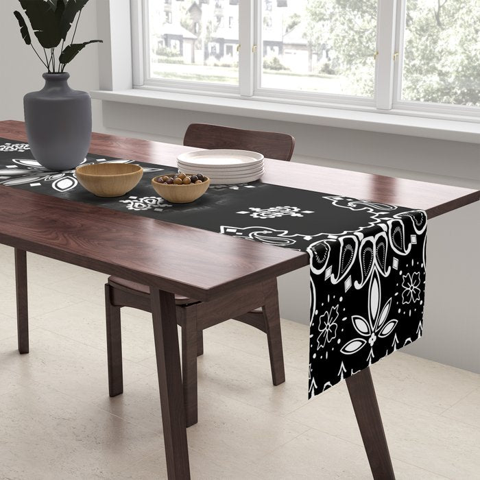 black and white bandana pattern Table Runner Gallery Image 2