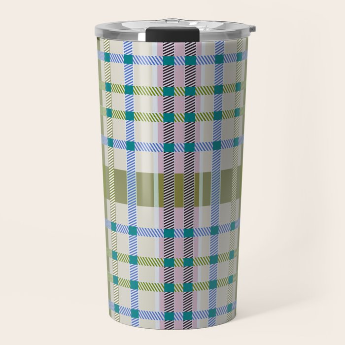 Vibrant Plaid Fusion C Travel Mug Gallery Image 1