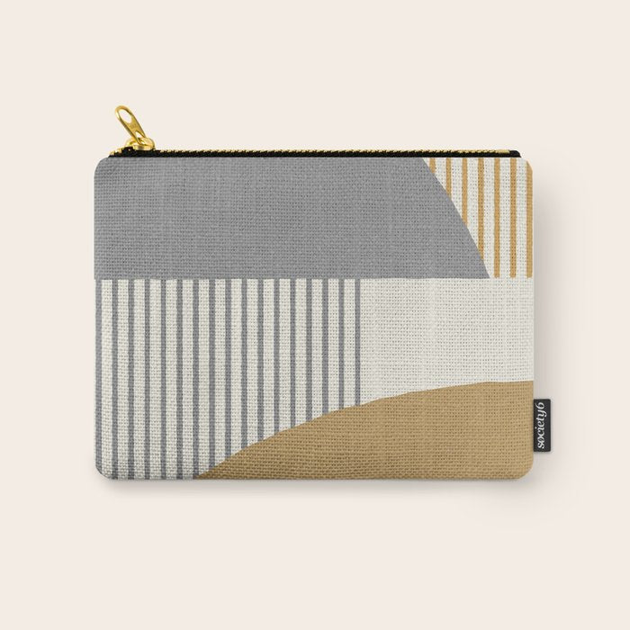 Quarter Circle Lines - Gray Gold  Carry All Pouch Gallery Image 1
