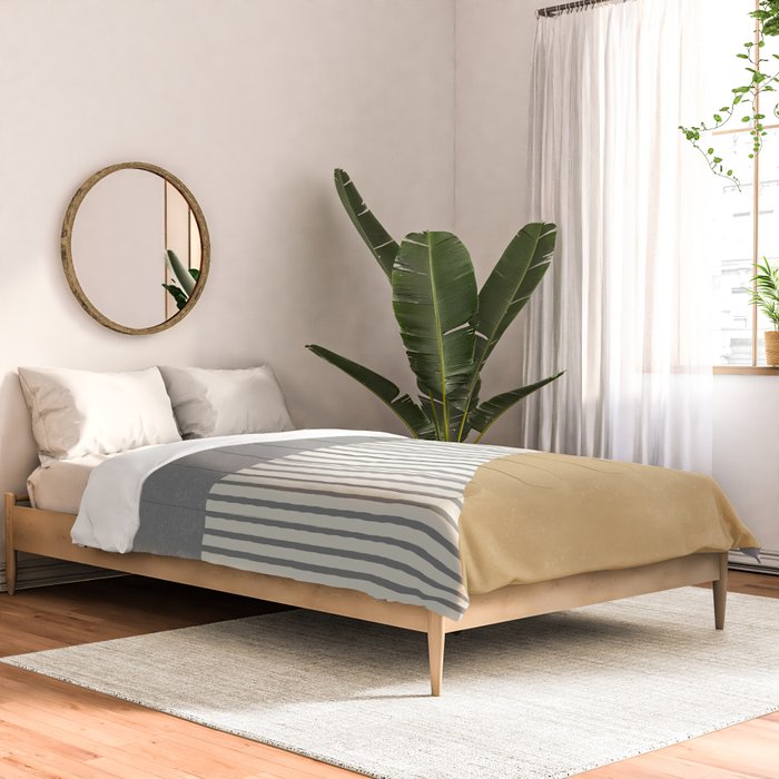 Quarter Circle Lines - Gray Gold  Comforter Gallery Image 2