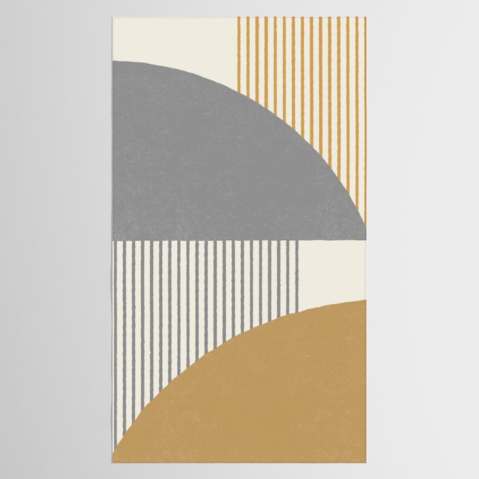 Quarter Circle Lines - Gray Gold  Tablecloth Gallery Image 2