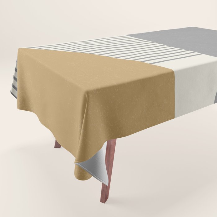 Quarter Circle Lines - Gray Gold  Tablecloth Gallery Image 1