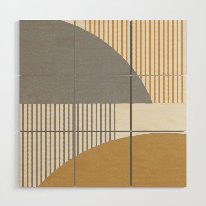 Quarter Circle Lines - Gray Gold  Wood Wall Art Gallery Image 1