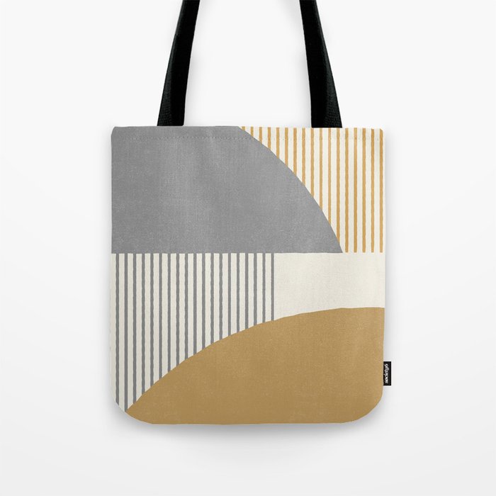 Quarter Circle Lines - Gray Gold  Tote Bag Gallery Image 1