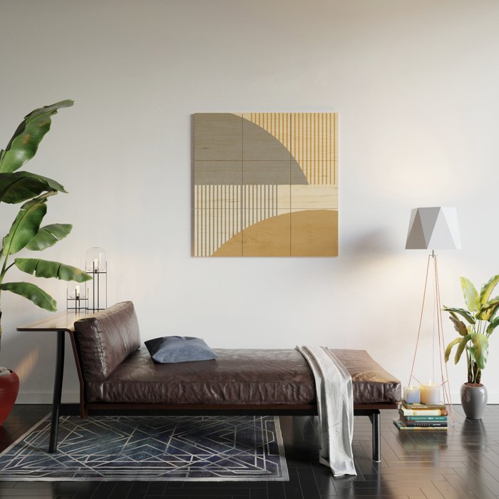 Quarter Circle Lines - Gray Gold  Wood Wall Art Gallery Image 2