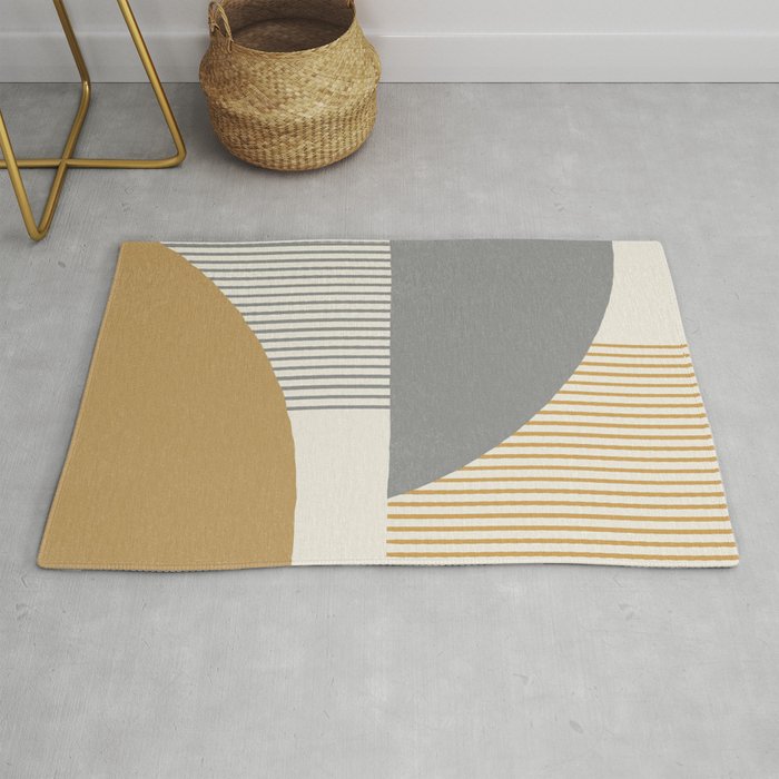 Quarter Circle Lines - Gray Gold  Rug Gallery Image 1