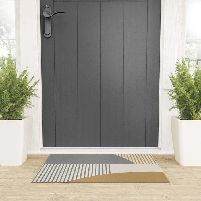 Quarter Circle Lines - Gray Gold  Welcome Mat Gallery Image 3