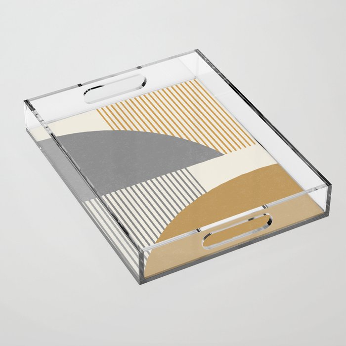 Quarter Circle Lines - Gray Gold  Acrylic Tray Gallery Image 1