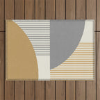 Quarter Circle Lines - Gray Gold  Outdoor Rug Gallery Image 1