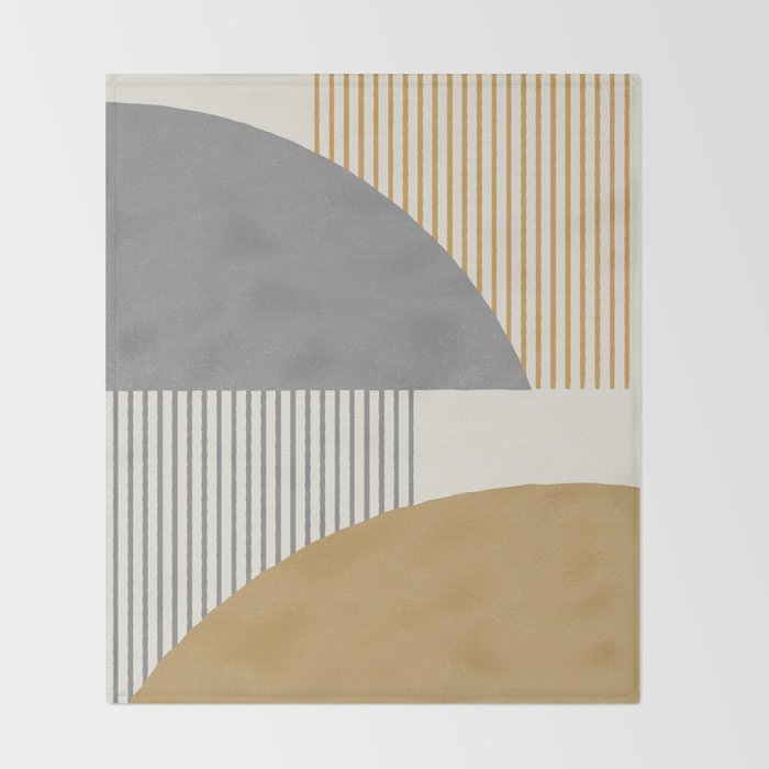 Quarter Circle Lines - Gray Gold  Throw Blanket Gallery Image 2