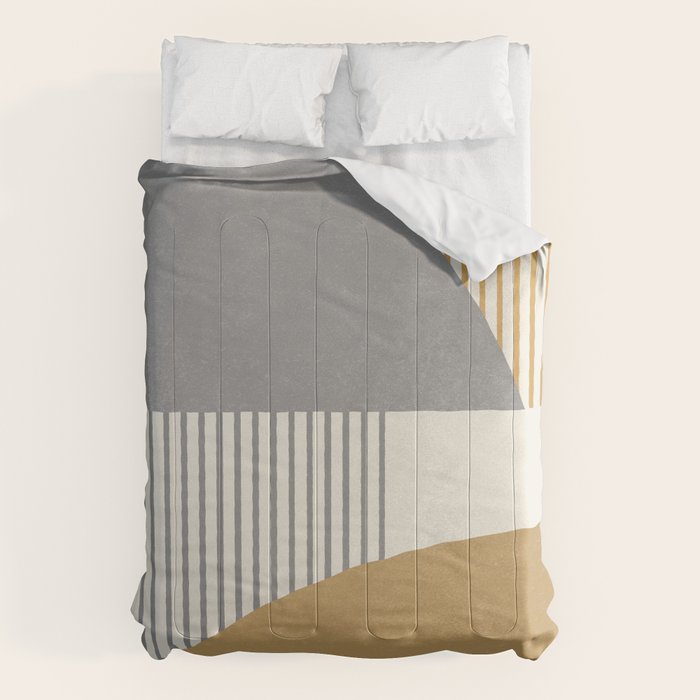 Quarter Circle Lines - Gray Gold  Comforter Gallery Image 6