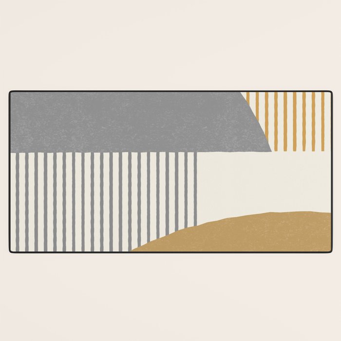 Quarter Circle Lines - Gray Gold  Desk Mat Gallery Image 3