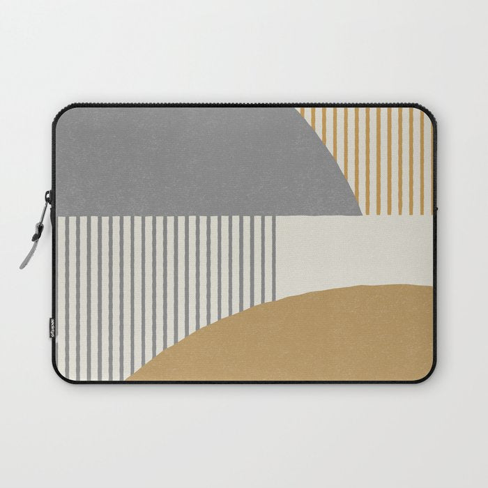 Quarter Circle Lines - Gray Gold  Laptop Sleeve Gallery Image 1