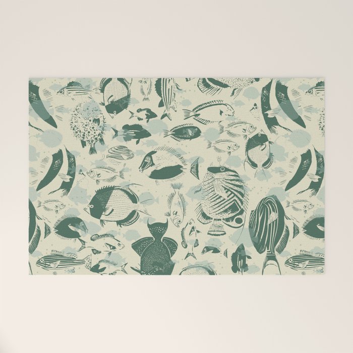 deep ocean fish family light Welcome Mat Gallery Image 1