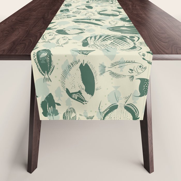 deep ocean fish family light Table Runner Gallery Image 1