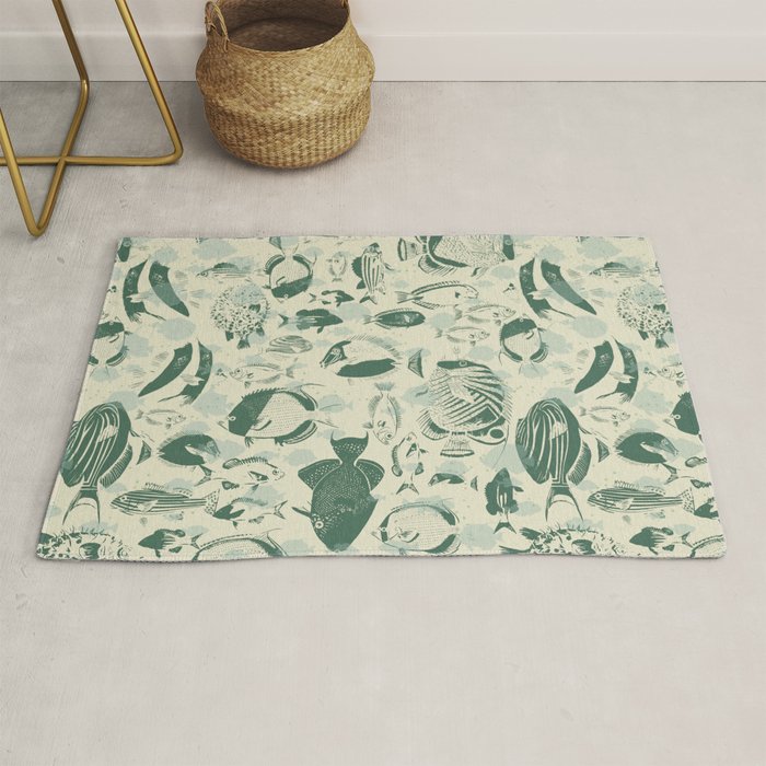 deep ocean fish family light Rug Gallery Image 1