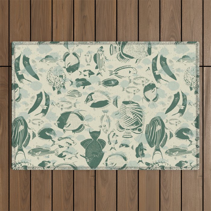 deep ocean fish family light Outdoor Rug Gallery Image 1