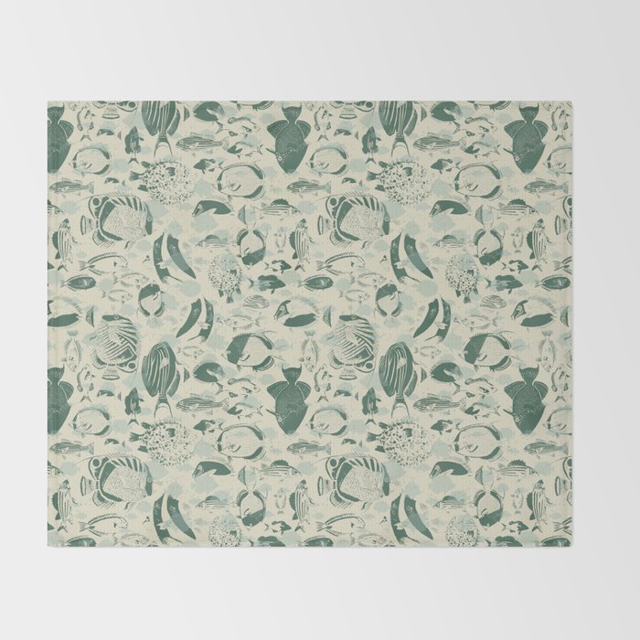 deep ocean fish family light Throw Blanket Gallery Image 2