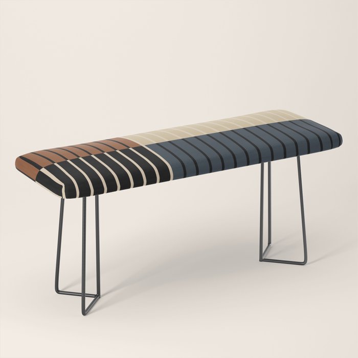 Color Block Line Abstract I Boho Rustic Bench Gallery Image 1