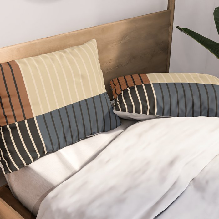 Color Block Line Abstract I Boho Rustic Pillow Sham Gallery Image 2