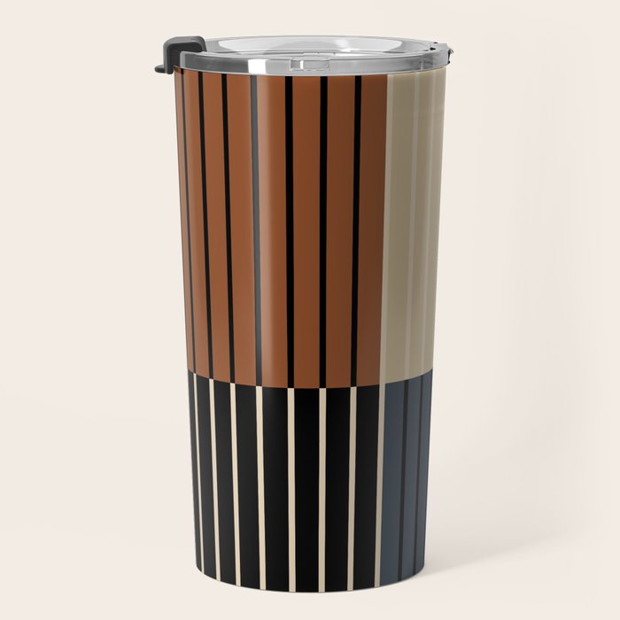 Color Block Line Abstract I Boho Rustic Travel Mug Gallery Image 3