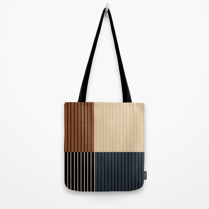 Color Block Line Abstract I Boho Rustic Tote Bag Gallery Image 2
