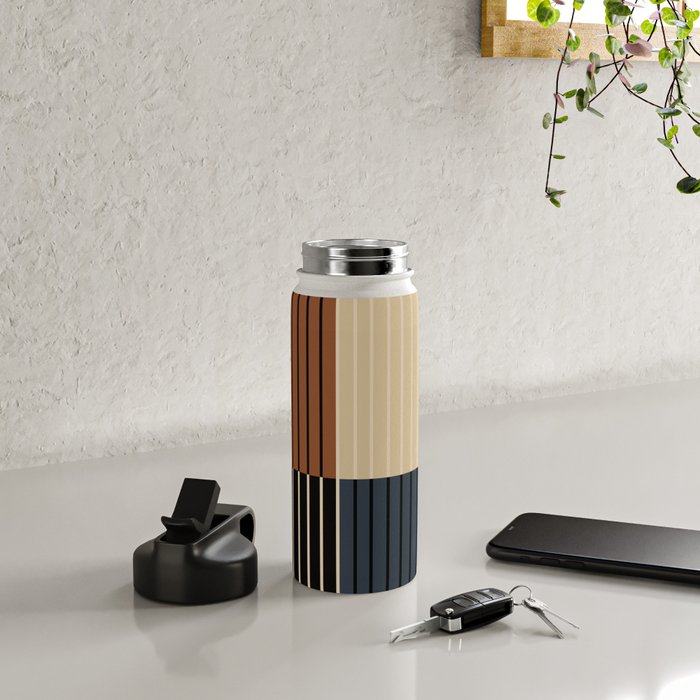Color Block Line Abstract I Boho Rustic Water Bottle Gallery Image 4