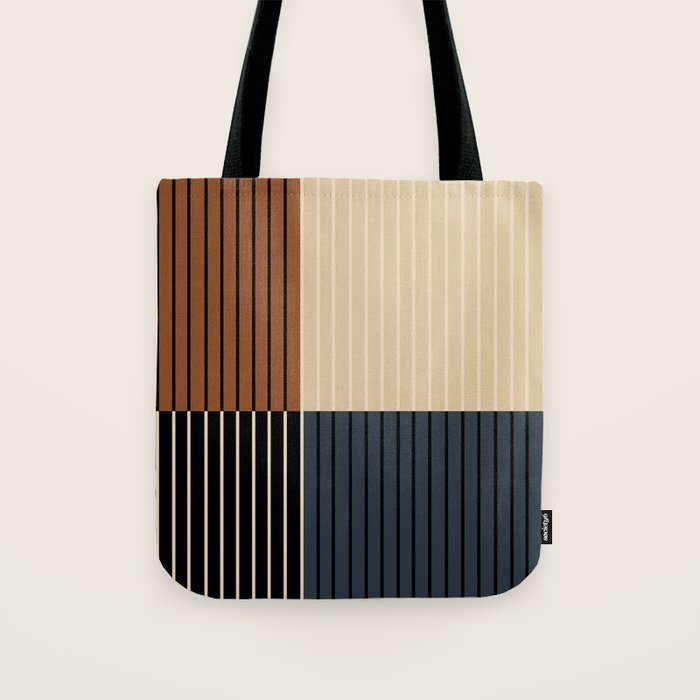 Color Block Line Abstract I Boho Rustic Tote Bag Gallery Image 1