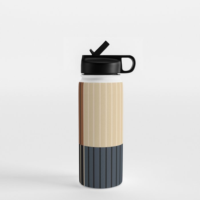 Color Block Line Abstract I Boho Rustic Water Bottle Gallery Image 1