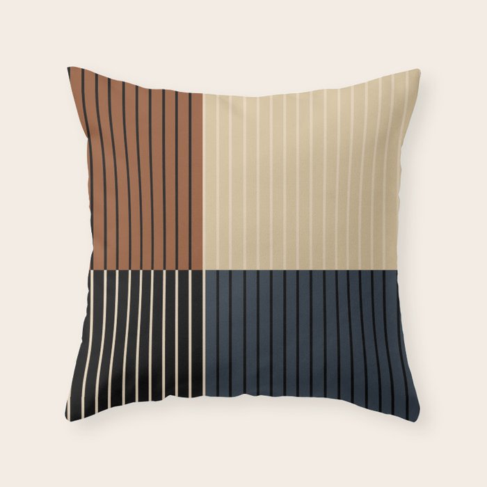 Color Block Line Abstract I Boho Rustic Throw Pillow Gallery Image 6