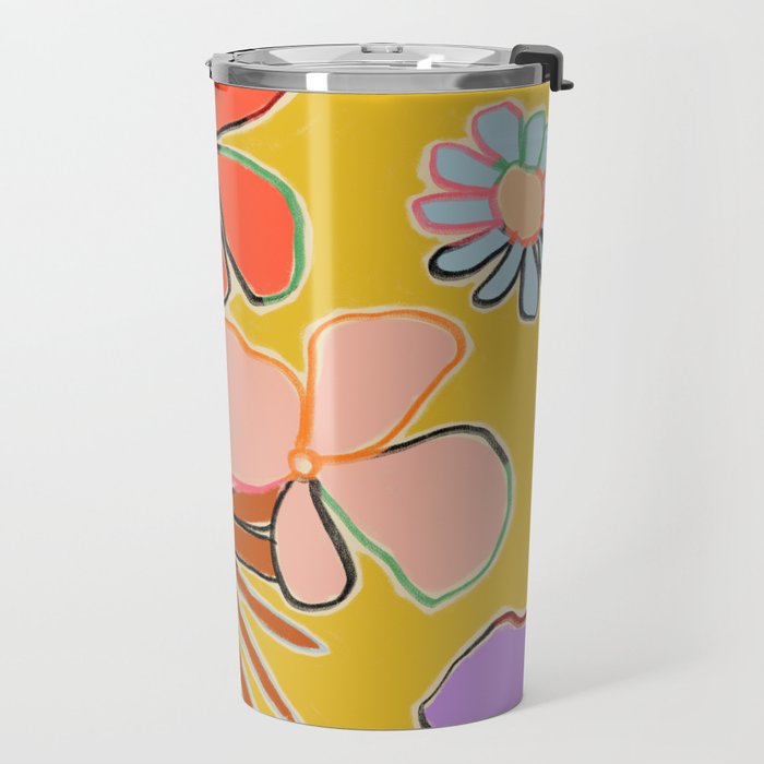 VINTAGE GARDEN YELLOW Travel Mug Gallery Image 2