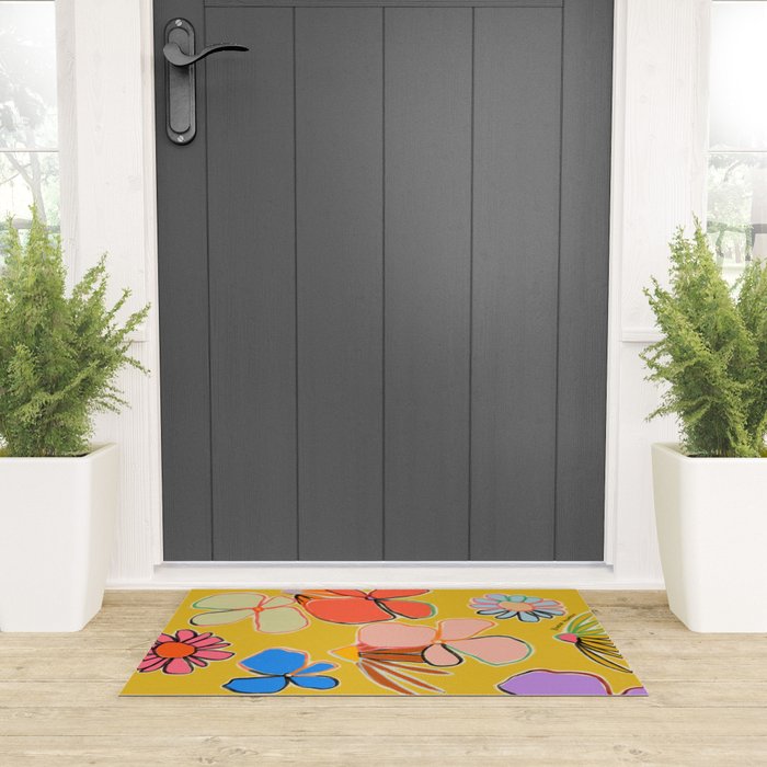 VINTAGE GARDEN YELLOW Welcome Mat Gallery Image 3