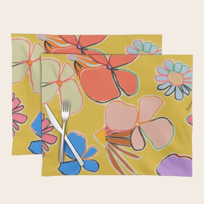 VINTAGE GARDEN YELLOW Placemat Gallery Image 1