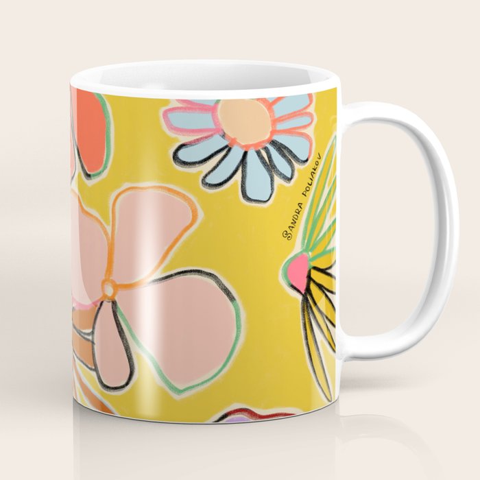 VINTAGE GARDEN YELLOW Coffee Mug Gallery Image 1