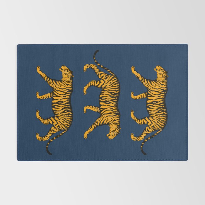 Tigers (Navy Blue and Marigold) Rug Gallery Image 2