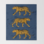 Tigers (Navy Blue and Marigold) Throw Blanket Gallery Image 2