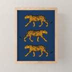 Tigers (Navy Blue and Marigold) Mini Art Print Gallery Image 1