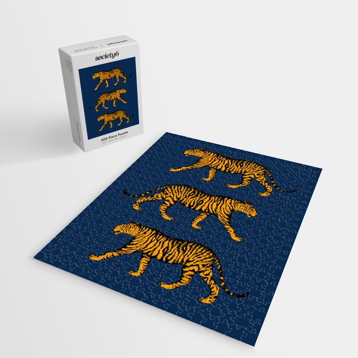 Tigers (Navy Blue and Marigold) Jigsaw Puzzle Gallery Image 2