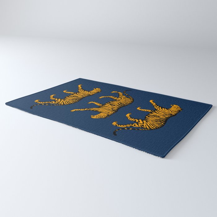 Tigers (Navy Blue and Marigold) Rug Gallery Image 3