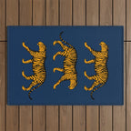 Tigers (Navy Blue and Marigold) Outdoor Rug Gallery Image 1