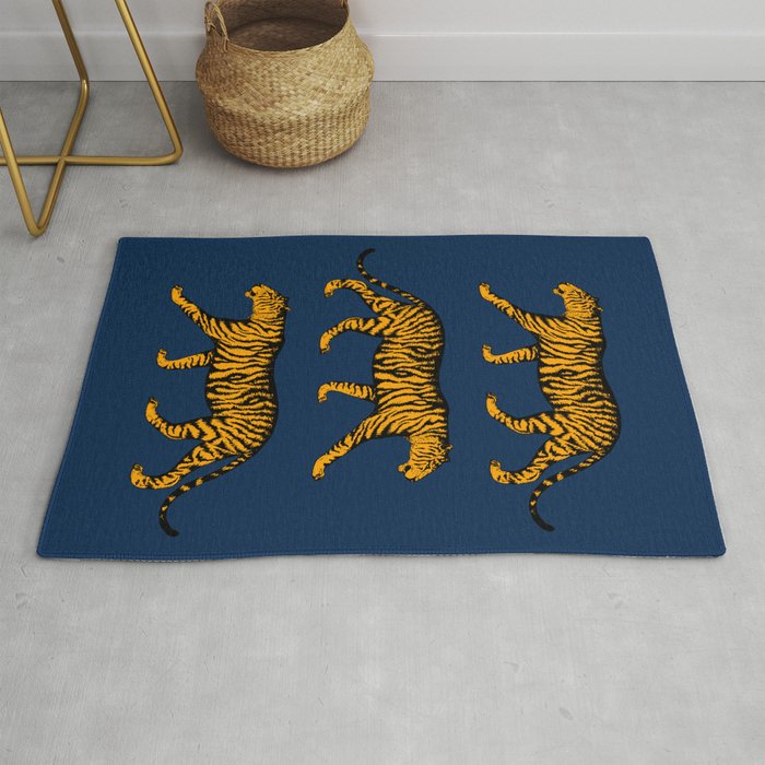 Tigers (Navy Blue and Marigold) Rug Gallery Image 1